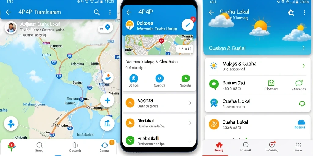 Antarmuka aplikasi 4P4P menampilkan informasi cuaca lokal secara jelas.