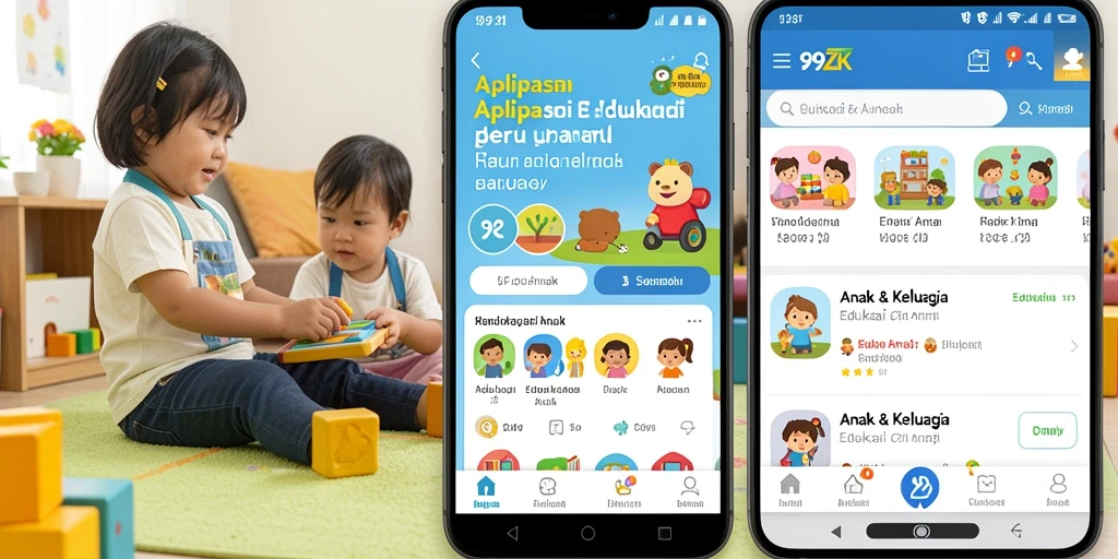 Antarmuka menarik dengan permainan edukatif untuk anak.