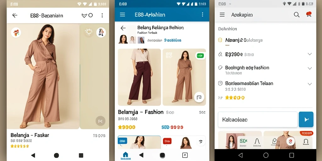 Tampilan antarmuka E88 yang user-friendly untuk belanja fashion.