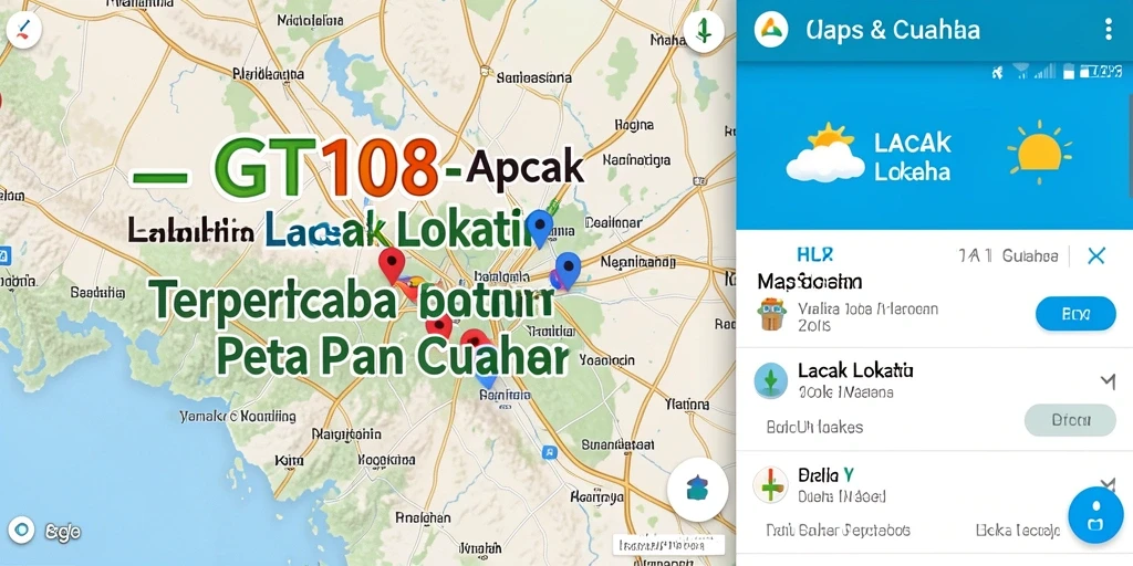 Tampilan antarmuka GT108 saat melacak lokasi pengguna dengan informasi cuaca.