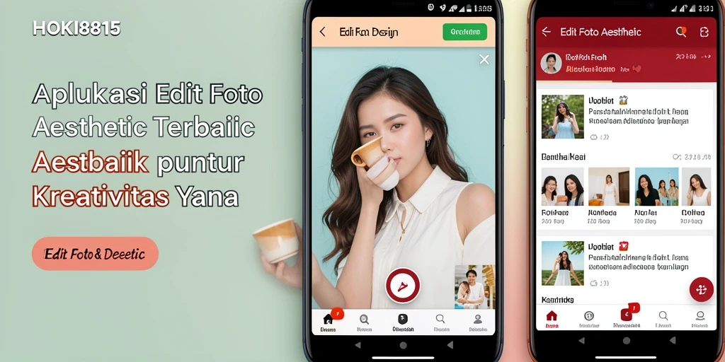 Tampilan antarmuka aplikasi HOKI8815 untuk edit foto aesthetic.