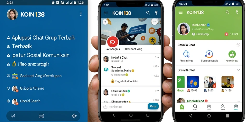 Antarmuka aplikasi KOIN138 yang menarik dan fungsional untuk grup chat.