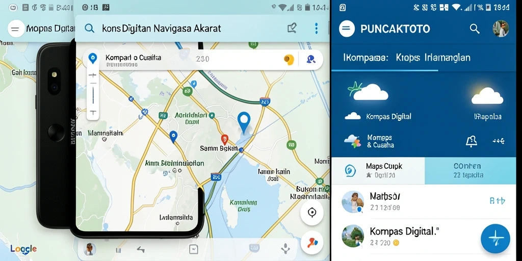 Tampilan antarmuka PUNCAKTOTO yang intuitif menunjukkan fungsi kompas digital yang canggih.