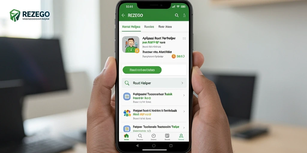 Antarmuka REZEGO yang user-friendly untuk proses Root Helper.